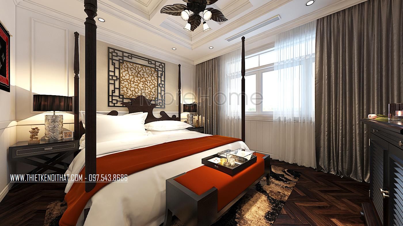Thiết kế nội thất phòng ngủ biệt thự Star Lake Tây Hồ Tây, Hà Nội
